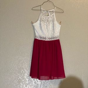 Pink and white lace dress
